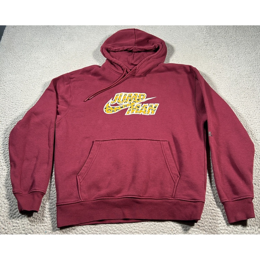 Nike Air Jordan Flight Jumpman‎ Hoodie Men Medium Cherrywood Leopard Fleece 90s